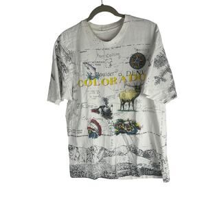 Colorado Map Double Sided Graphic Short Sleeve‎ Vintage Tshirt Large Rare